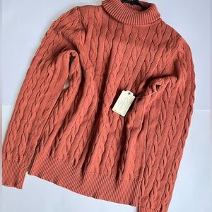 St. John's Bay Rust Cable Knit Turtleneck Sweater